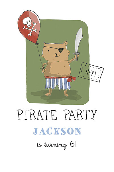 Kids Party Invitations Pirate party green finition 儿童派对邀请海盗党绿FINITION