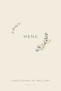 Blessed beige christening menus Blessed beige christening menus