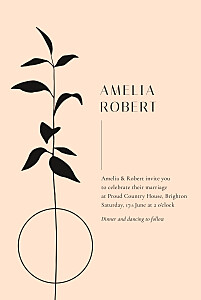 Ikebana small portrait pink traditional wedding invitations Ikebana small portrait pink traditional wedding invitations