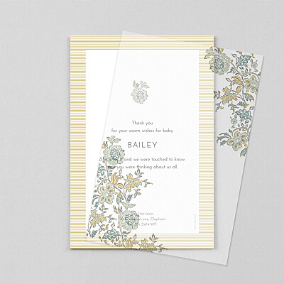 Victorian blossom (vellum) blau vintage baby thank you cards Victorian blossom (vellum) blau vintage baby thank you cards