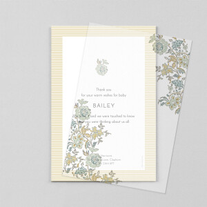 Baby Thank You Cards Victorian Blossom (Vellum) Blau