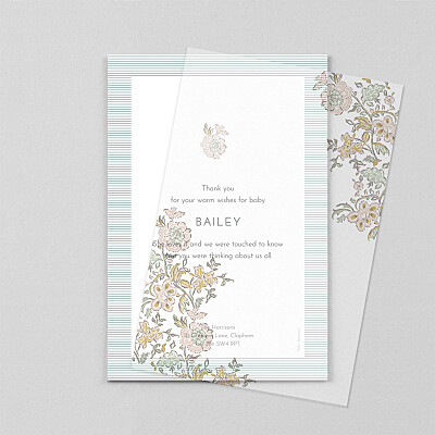 Victorian blossom (vellum) pink pink baby thank you cards Victorian blossom (vellum) pink pink baby thank you cards
