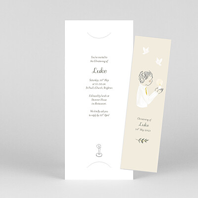 Divine (bookmark) yellow white christening invitations Divine (bookmark) yellow white christening invitations