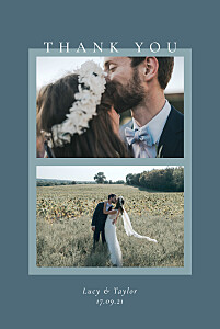 Pastel frame (2 photos 4 pages) blue modern wedding thank you cards Pastel frame (2 photos 4 pages) blue modern wedding thank you cards