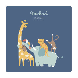 Baby Announcements Animal Family Blue