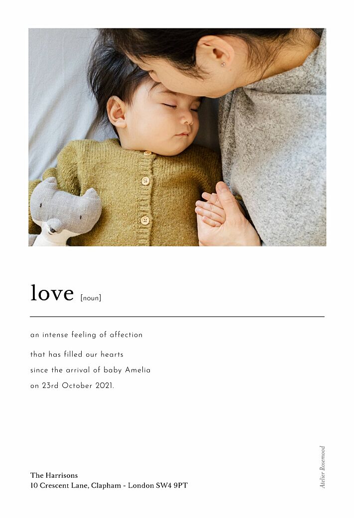 In Print Baby Announcements - Rosemood