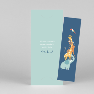 Baby Thank You Cards Animal family (bookmark) blue Baby Thank You Cards Animal family (bookmark) blue