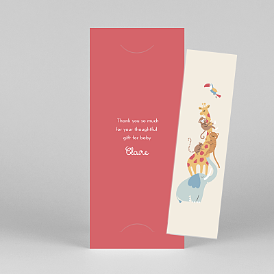 Animal family (bookmark) red red baby thank you cards Animal family (bookmark) red red baby thank you cards