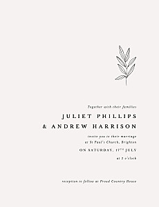 Budding branch (portrait) beige wedding invitations Budding branch (portrait) beige wedding invitations