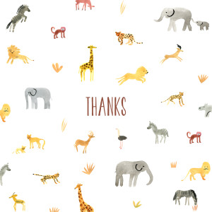 Baby Thank You Cards Safari (4 pages) white Baby Thank You Cards Safari (4 pages) white