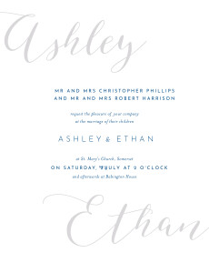 Wedding Invitations Calligraphy Blue