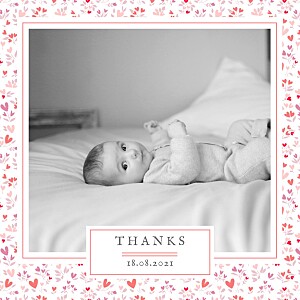 Liberty hearts (4 pages) pink red baby thank you cards Liberty hearts (4 pages) pink red baby thank you cards