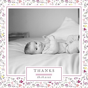 Liberty hearts (4 pages) plum pink baby thank you cards Liberty hearts (4 pages) plum pink baby thank you cards
