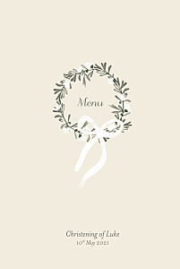 Divine white christening menus Divine white christening menus