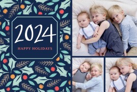 Christmas Cards 2022 Jolly Holly Green & Blue