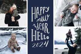 Christmas Cards Welcome New Year Navy Blue
