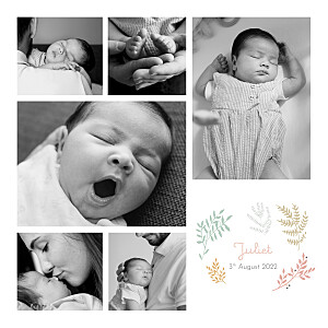 Liberty leaves pink white baby thank you cards Liberty leaves pink white baby thank you cards