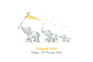 Elephant family yellow girls baby thank you cards Elephant family yellow girls baby thank you cards