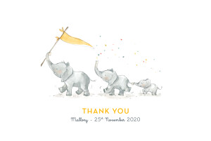 Baby Thank You Cards Elephant family yellow Baby Thank You Cards Elephant family yellow