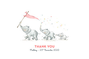 Elephant family pink red baby thank you cards Elephant family pink red baby thank you cards