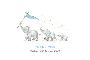 Elephant family blue white baby thank you cards Elephant family blue white baby thank you cards