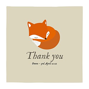 Little fox (square) beige animal baby thank you cards Little fox (square) beige animal baby thank you cards