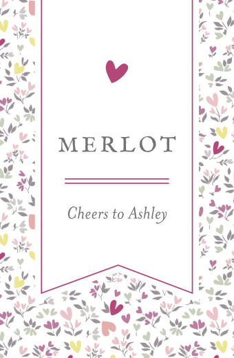 Christening Wine Labels Liberty Heart Purple - Front
