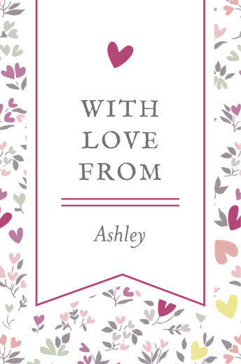 Christening Favour Stickers Liberty Heart Purple - Front