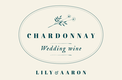 Wedding Wine Labels Floral Minimalist Beige - Front