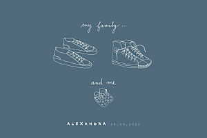 Me and my family (1 child) landscape blue white baby announcements Me and my family (1 child) landscape blue white baby announcements