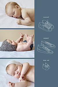 Me and my family (1 child) blue white baby announcements 我和我的家人(1个孩子)蓝色白色婴儿公告