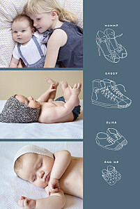 Me and my family (2 children) blue white baby announcements Me and my family (2 children) blue white baby announcements