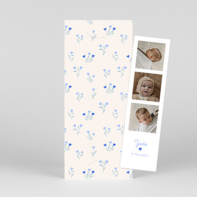 Love blossoms (bookmark) blue beige baby thank you cards Love blossoms (bookmark) blue beige baby thank you cards