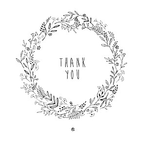 Pleasant pastures (4 pages) black white baby thank you cards Pleasant pastures (4 pages) black white baby thank you cards