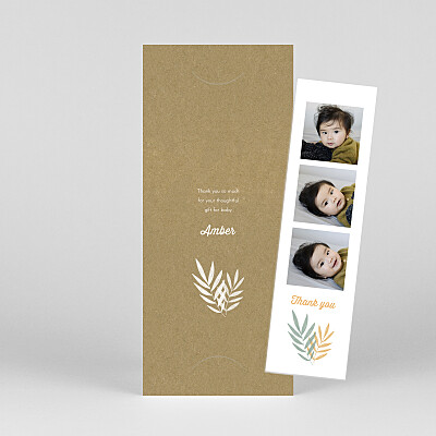 Palm leaves (bookmark) kraft yellow baby thank you cards Palm leaves (bookmark) kraft yellow baby thank you cards
