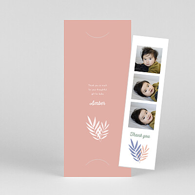 Palm leaves (bookmark) pink pink baby thank you cards Palm leaves (bookmark) pink pink baby thank you cards