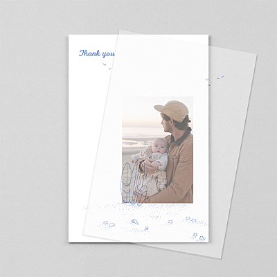 Surf's up (vellum) 1 child blue blue baby thank you cards Surf's up (vellum) 1 child blue blue baby thank you cards