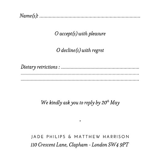 RSVP Cards Gypsophila Beige - Back RSVP Cards Gypsophila Beige - Back