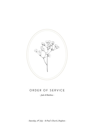 Wedding Order of Service Booklets Gypsophila Beige - Page 1 Wedding Order of Service Booklets Gypsophila Beige - Page 1