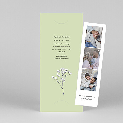 Gypsophila (bookmark) green beige wedding invitations Gypsophila (bookmark) green beige wedding invitations
