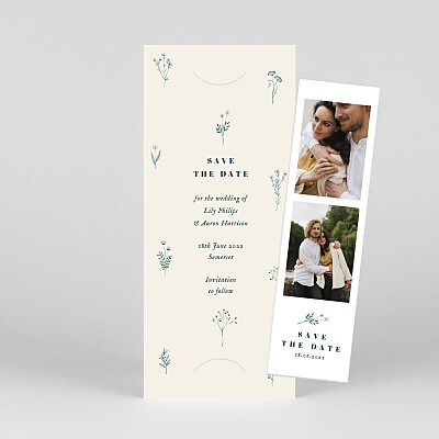 Floral minimalist (bookmark) beige modern save the date cards Floral minimalist (bookmark) beige modern save the date cards