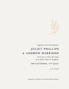 Budding branch (foil) portrait beige vintage wedding invitations Budding branch (foil) portrait beige vintage wedding invitations