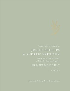 Budding branch (foil) portrait green beige wedding invitations Budding branch (foil) portrait green beige wedding invitations
