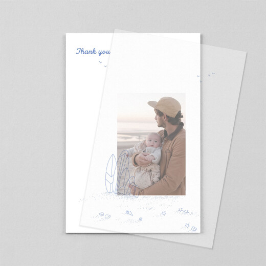 Baby Thank You Cards Surf's Up (Vellum) 3 children Blue - View 1