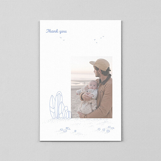 Baby Thank You Cards Surf's Up (Vellum) 3 children Blue - View 2