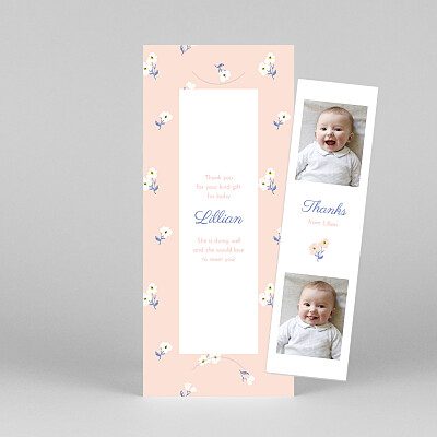Cherry blossom (bookmark) pink floral baby thank you cards Cherry blossom (bookmark) pink floral baby thank you cards