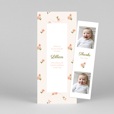Cherry blossom (bookmark) beige beige baby thank you cards Cherry blossom (bookmark) beige beige baby thank you cards