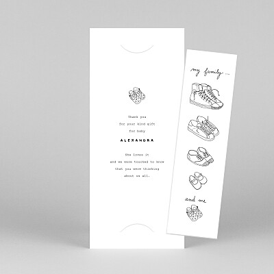 Me and my family (3 children) white bookmark baby thank you cards Me and my family (3 children) white bookmark baby thank you cards