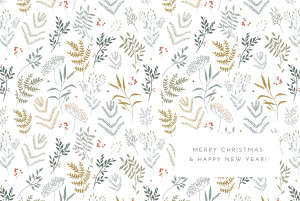 Christmas Cards Liberty Leaves (4 Pages) Gold