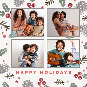 Holly & pine (4 pages) cream beige christmas cards Holly & pine (4 pages) cream beige christmas cards